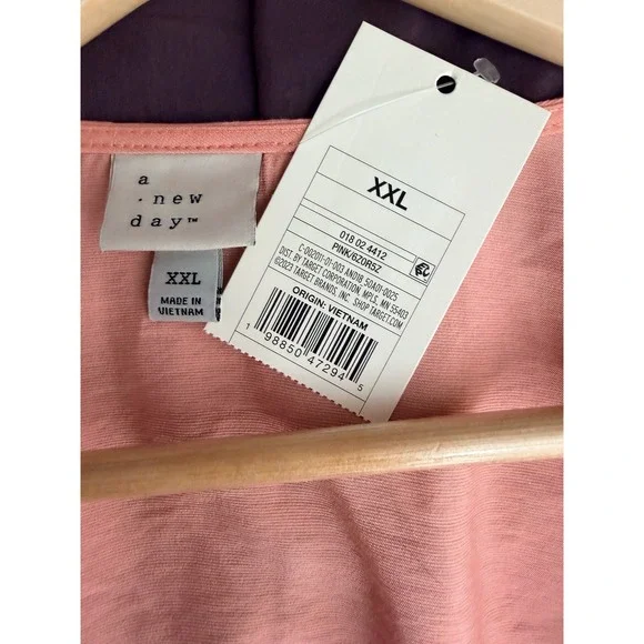 Ava & Viv Pink Tie Front Peplum Blouse XXL Elbow Sleeve Rayon NWT - Picture 4 of 13